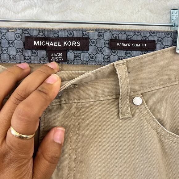 Michael Kors Parker Slim Fit Khaki Classic Jeans Pants Mens Size 30 x 32  ** - Picture 9 of 13